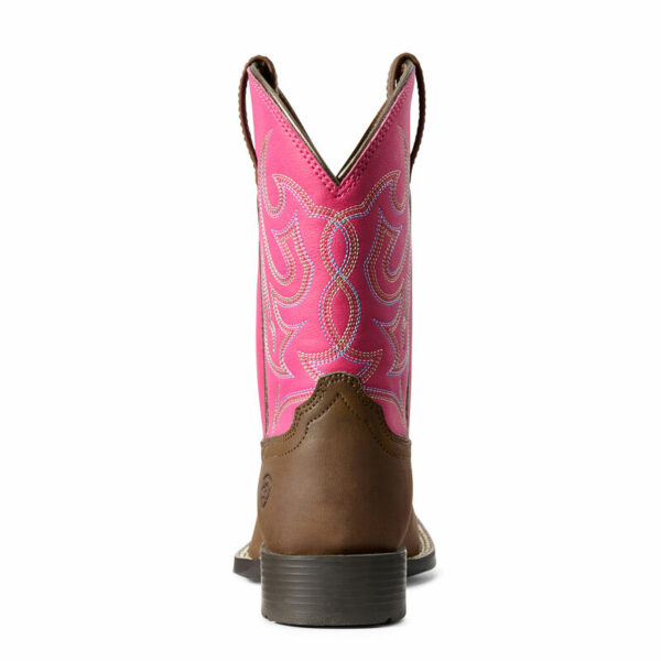 KIDS JR CHAMP WESTERN BOOT IN BROWN/DRAGON FRUIT BY ARIAT - Image 2