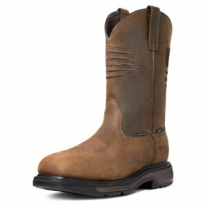 MEN'S WORKHOG XT PATRIOT WATERPROOF CARBON TOE WORK BOOT IN DISTRESSED BROWN BY ARIAT